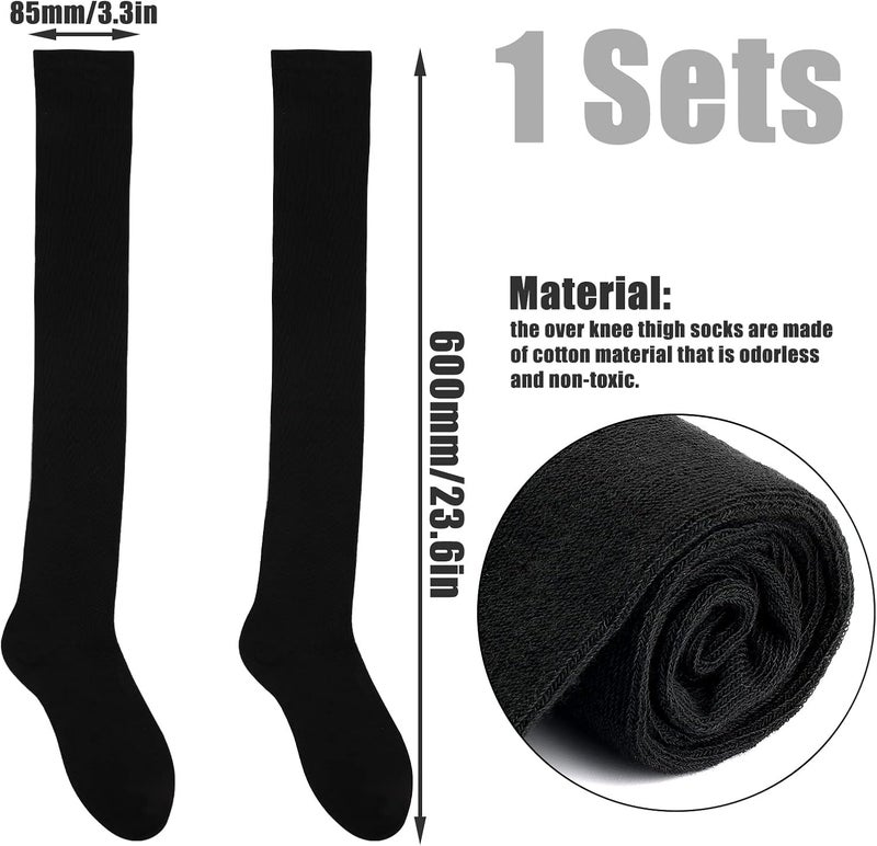 KINBOM 1 Pair Thigh High Socks, Cotton Soft Knee High Long Stockings Women Leg Warmers for Wednesday Christmas Cosplay - Image 2